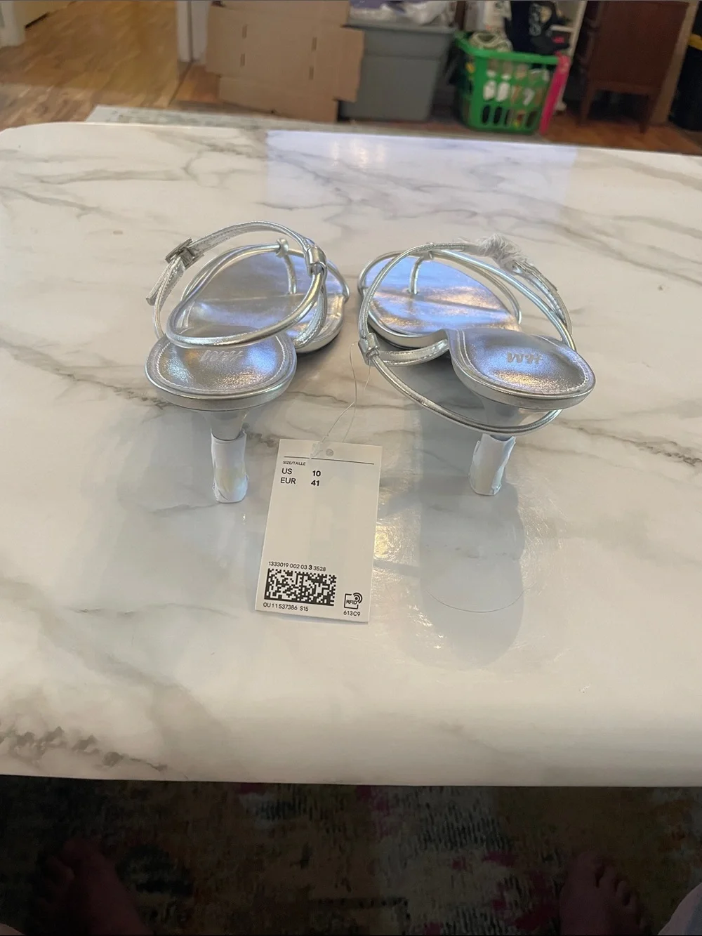 Silver shiny heels
